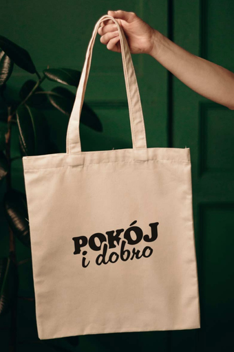 Pokój i dobro - Szyta bawełniana torba Naturalna
